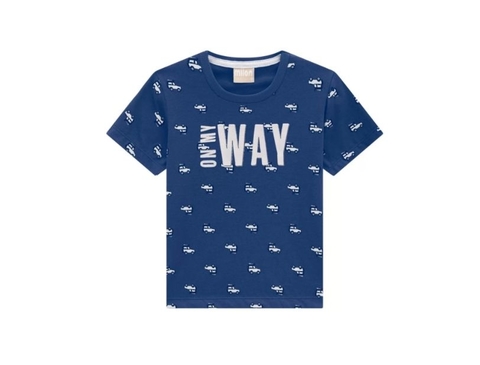 Camiseta Baby Masculina Milon Meia Malha On my Way Azul