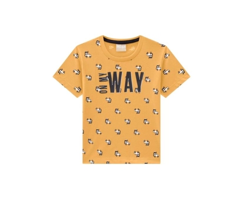 Camiseta Baby Masculina Milon Meia Malha On my Way Mostarda