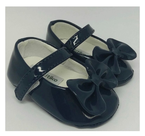 Sapatilha Baby Pititiko azul marinho envernizada