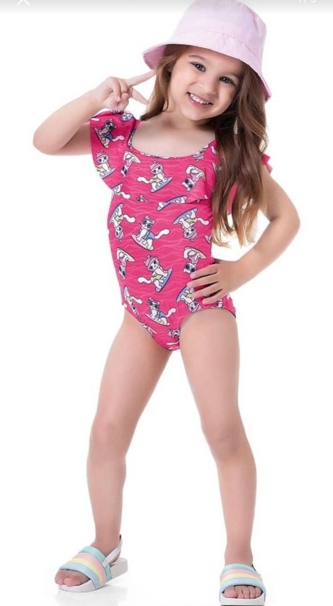 Moda Praia - Maiô Sereia babados amarela - (cópia)