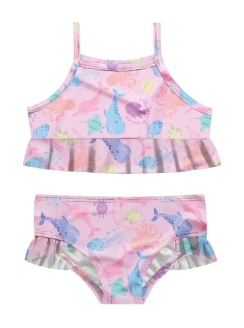 Moda Praia - Fakini - Biquíni Proteção UV 50+ Fundo do Mar - 2 peças