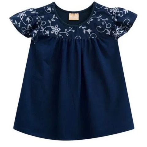 Blusa Milon Azul bordada