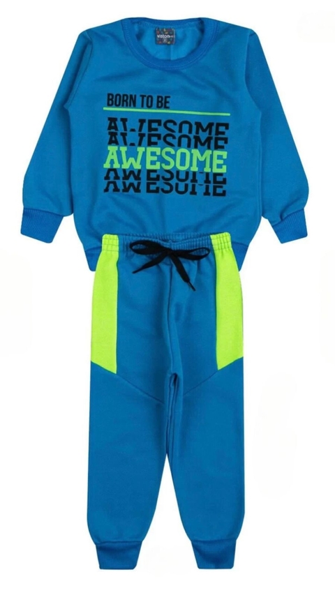 Conjunto Moletom Viston peluciado - Blusão e Calça - Awesome