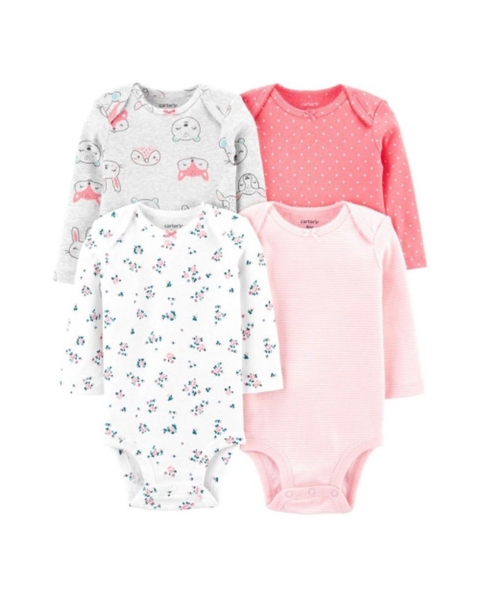 Kit Body Carter's Manga Longa Animais Rosa