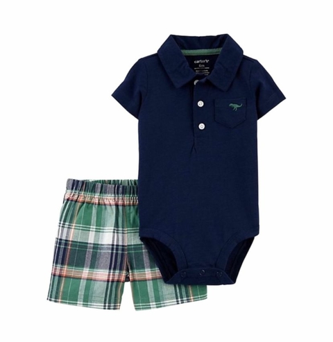 Conjunto Carter´s - Dino Xadrez Azul