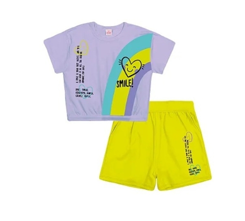 Conjunto Infantil Feminino Abrange Lilás Smile
