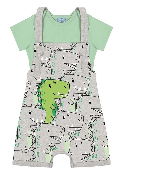 Conjunto Body e Jardineira Dino Verde E Menta Abrange