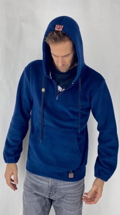 MICRO SHERPA 1/2 ZIP HOOD MARINO - comprar online