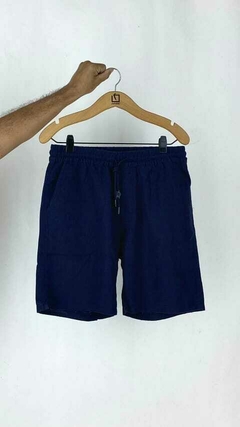 BERMUDA LINO ELASTIC AZUL - Rethink Hurlingham
