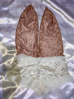 Body Bicolor Renda Decote Sexy - comprar online