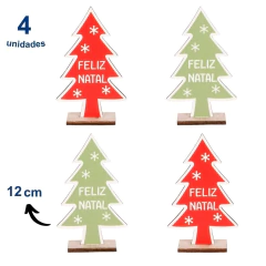 Imagem do 6un Vela Iluminada Led Mesa Posta Jantar Natal + 2un Árvore Positiva 18cm + 4un Mini Árvore 12cm