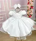 Vestido Belle Fille Branco Gola de Perolas