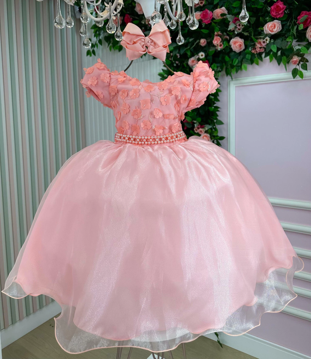 Vestido Juvenil Miss Cherry Paloma Pessego