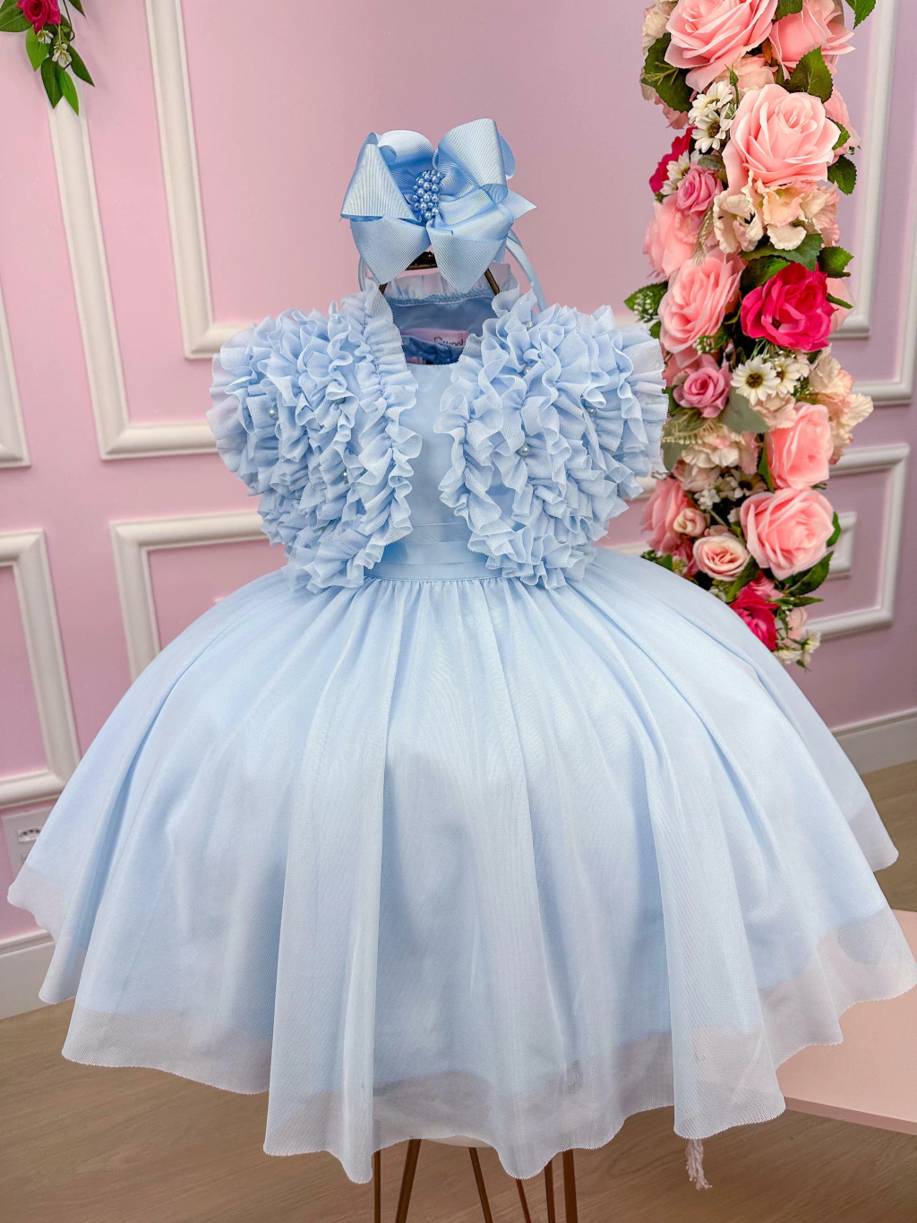 Vestido Miss Sweet Azul Bebe + Bolero