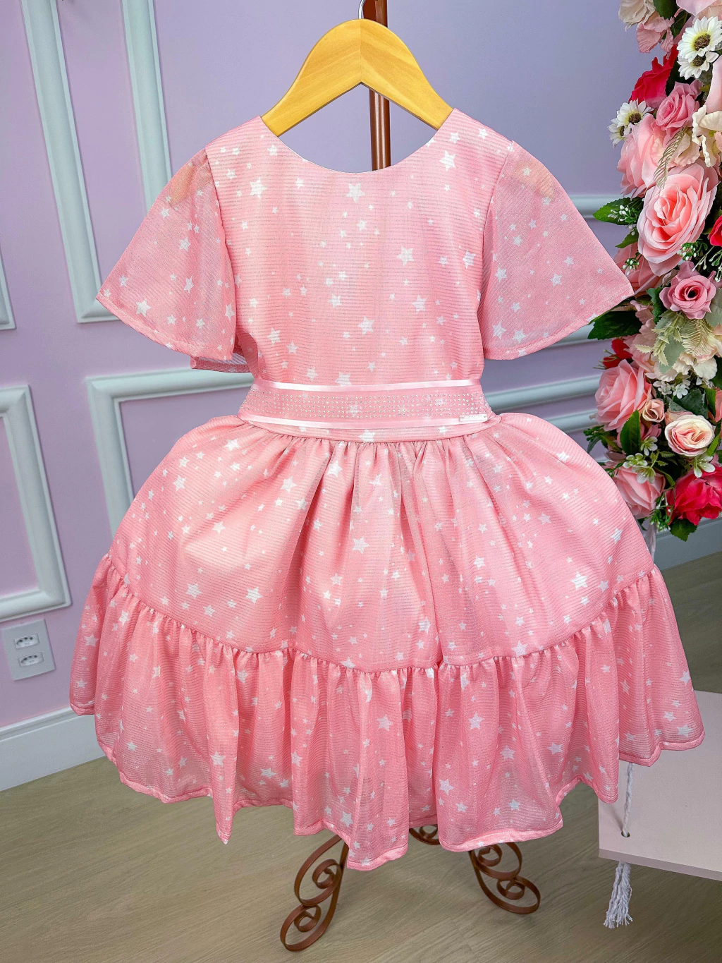 Vestido Miss Sweet Estrelas Rosa Chiclete