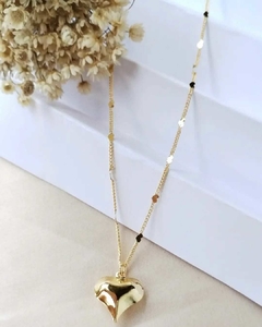 Colar Chapinha e Pingente Coração Cheio