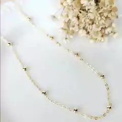 Colar corrente cadeado com bolinhas