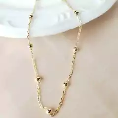 Colar corrente cadeado com bolinhas - Parlandin Semijoias