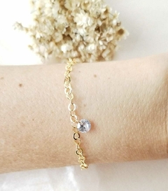 Pulseira Elo com Pingente de Zircônia Cristal