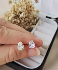 Brinco Zircônia Gota 6x9 mm - Parlandin Semijoias