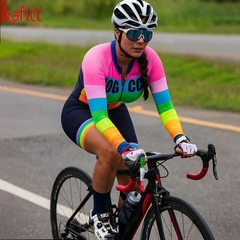 Imagem do Meia-calça de manga comprida para triatlo feminino, maillot ropa, casal de ciclismo, terno de ciclismo, macacão s