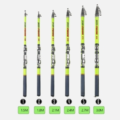 Vara de pesca telescópica para rocha Spinning fly Carpa Feeder fibra de carbono Pesca 3M 2.7M 2.4M 2.1M 1.8M 1.5M Mini haste de viagem Assento do carretel - loja online