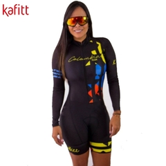 Kafit nova camisa de ciclismo profissional de mangas compridas terno triatlo casual moletom feminino shorts Macaquinho Ciclismo Feminino - loja online