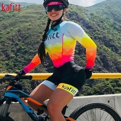 Kafit nova camisa de ciclismo profissional de mangas compridas terno triatlo casual moletom feminino shorts Macaquinho Ciclismo Feminino