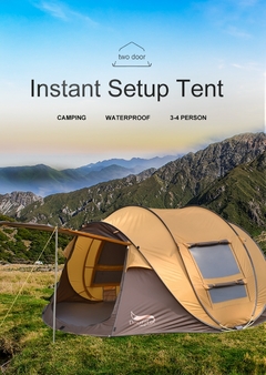 Desert&Fox Automatic Pop-up Tent, 3-4 Person Outdoor Instant Setup Tent 4 Seasons Tenda Impermeável para Caminhadas, Acampar, Viajar - ALM Esportes