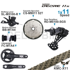 SHIMANO DEORE M5100 11Speed Groupset Shifter Câmbio Traseiro CRANKSET Base e Suporte Cassete 11-50T KMC X11 Corrente Original