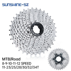 SUNSHINE Road Bike 8 9 10 11 12 Speed Velocidade 11-23T/25T/28T/30T/32T/34T Bicicleta Cassete Freewheel MTB Sprocket para SHIMANO