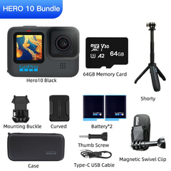 GoPro HERO10 Black 10M Underwater MINI Action Camera 5.3K 60FPS 23MP Tela colorida Esportes 1080P Transmissão ao vivo Go Pro HERO 10 - ALM Esportes
