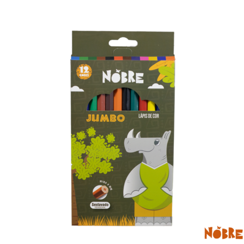 Lápis de cor jumbo com 12 unidades (caixa master com 120 caixinhas) - Nobre