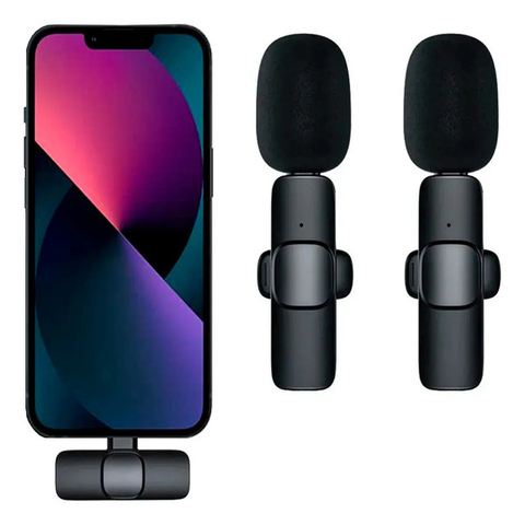 Kit 2 Microfones de Lapela Wireless Sem Fio para IOS Lightning Onistek - ON-MC812