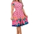 Vestido Godê com Pregas Rosa Estampado