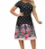 Vestido Preto Estampado Godê