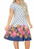 Vestido Branco e Azul Estampado Godê