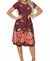 Vestido Bordô Estampado Godê