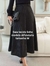 Saia Maxi Midi Evasê, Tecido Linho, Cor Preto com Listra em Branco - comprar online