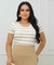 Conjunto Listrado Off White com Bege - Magnifique Moda