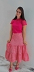 Saia Maxi Midi 3 Marias Listra Branco e Pink - comprar online