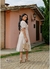 Conjunto Listrado Branco e Bege - Magnifique Moda