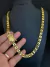 conjunto cordão duplo tijolinho 12mm 70cm + pingente cravejado banhado a ouro 18k - Resistência Gold