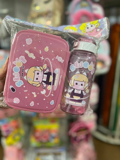 Marmita infantil c/2 talheres e garrafa de 500 ml