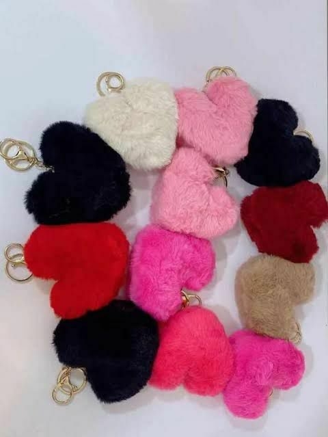 Chaveiro de Pompom Coração