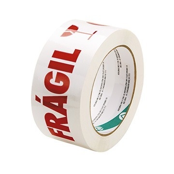 Fita Adesiva Branca Cuidado Frágil 48x100