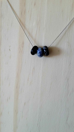 Collar Cala (Lluvia de estrellas, lapislazuli y obsidiana) 45 cm - comprar online