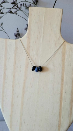 Collar Cala (Lluvia de estrellas, lapislazuli y obsidiana) 45 cm