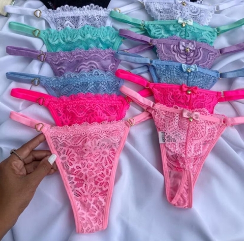 Calcinha Fio duplo renda coração