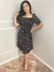 Vestido Plissado Preto Estampado
